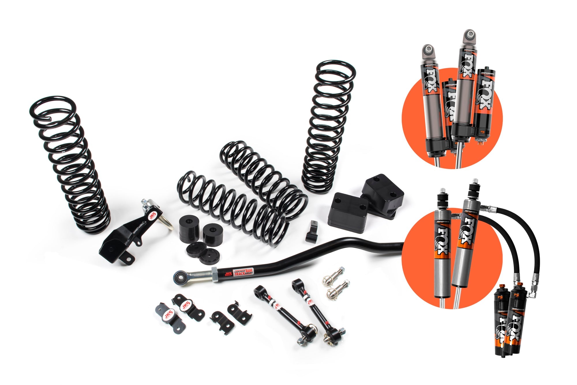 JKS 2007-2018 Jeep Wrangler JK 4WD 4 Door 2.5" J-Venture Suspension Lift Kit with Fox 2.5 PES Remote Reservoir DSC Shocks JSPEC102PES