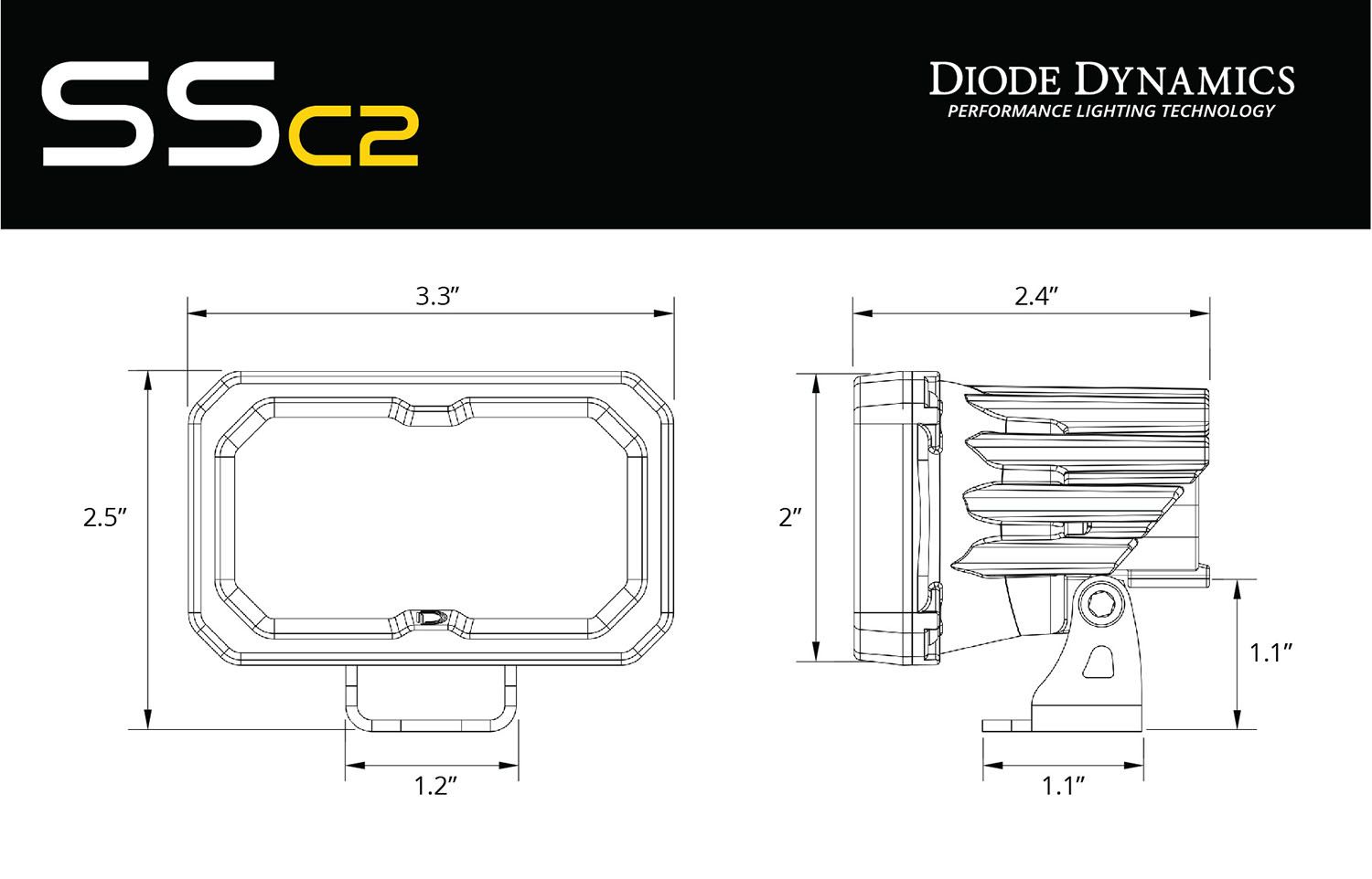 Diode Dynamics Stage Series 2" Sport White Spot Standard WBL one DD6397S