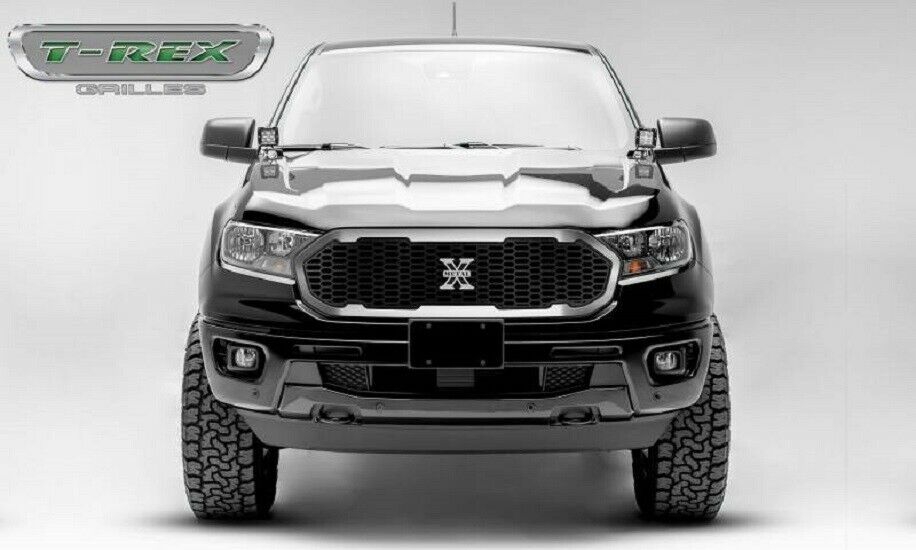 T-Rex 2019-2021 Ford Ranger Laser X Grille No Studs 1 PC Replacement With Stainless Steel Brushed Trim and X-Metal logo 6315824