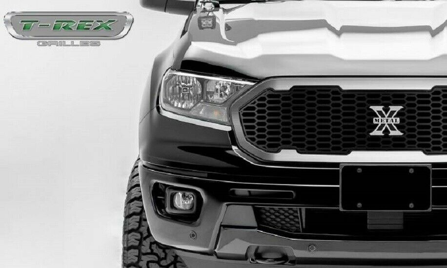 T-Rex 2019-2021 Ford Ranger Laser X Grille No Studs 1 PC Replacement With Stainless Steel Brushed Trim and X-Metal logo 6315824