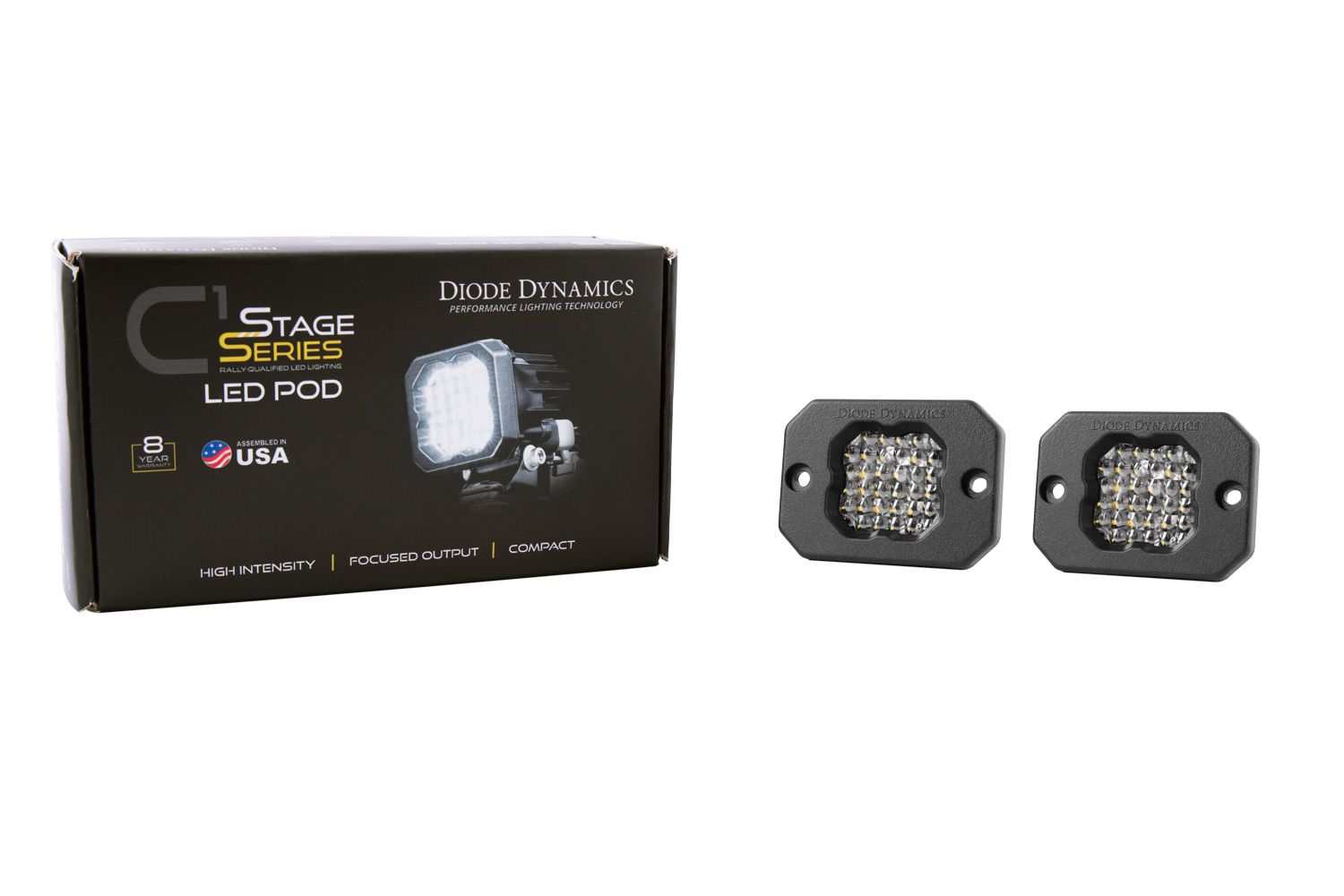 Diode Dynamics Stage Series C1R White Flood Flush Mount LED Pods pair DD7427P
