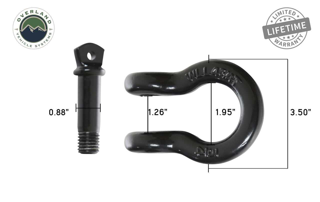 OVS Recovery Shackle 3/4" 4.75 Ton Black Sold In Pairs 19010201