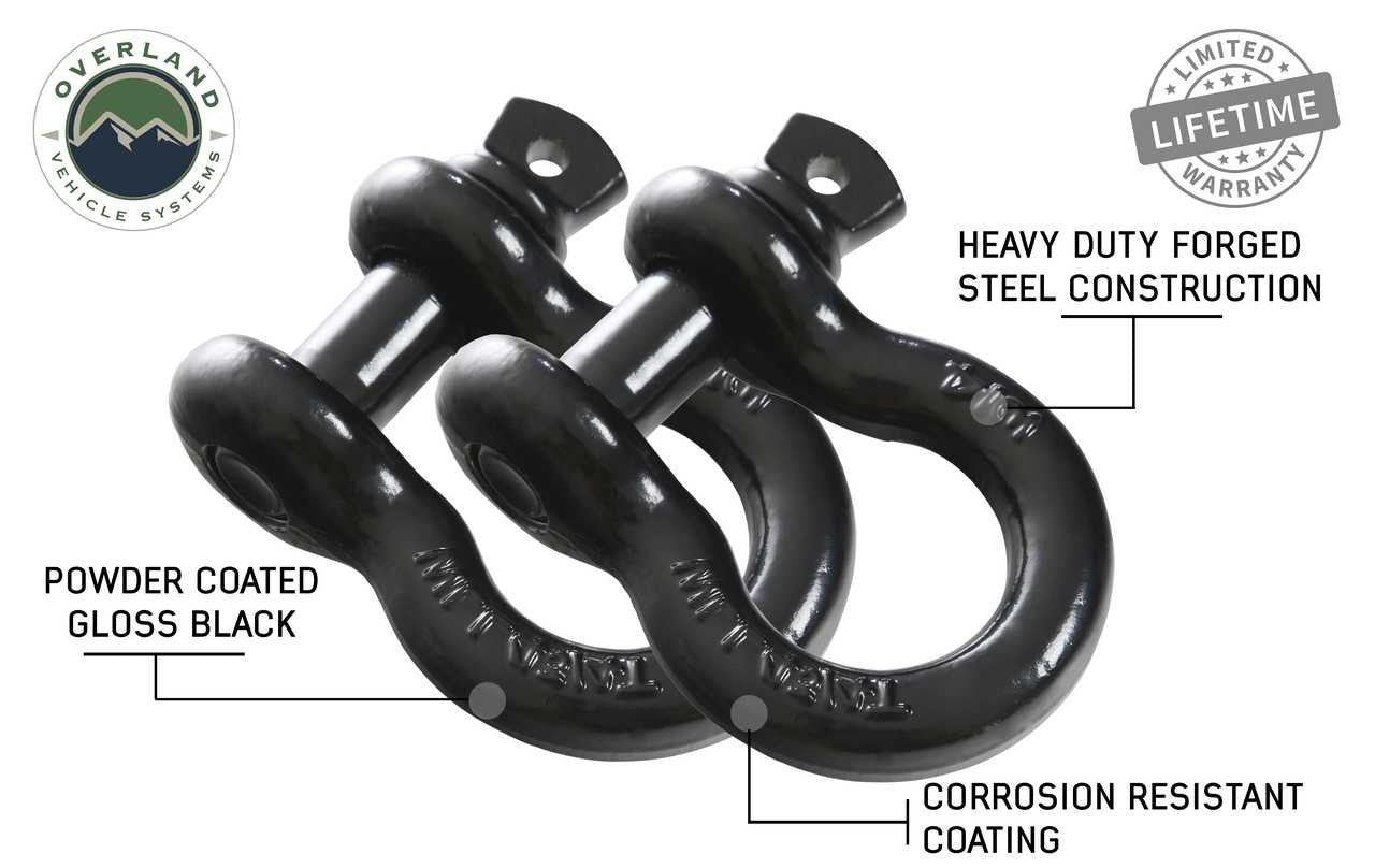 OVS Recovery Shackle 3/4" 4.75 Ton Black Sold In Pairs 19010201