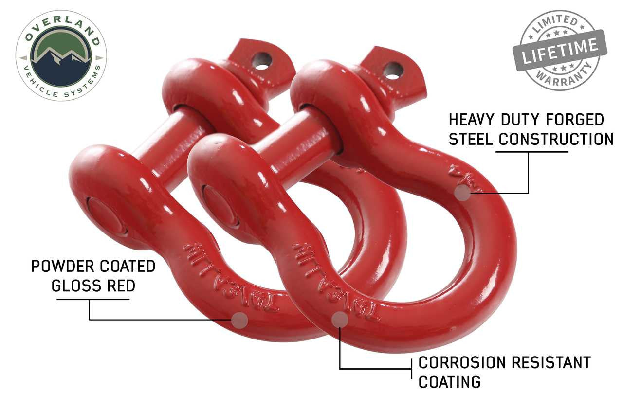 OVS Recovery Shackle 3/4" 4.75 Ton Red Sold In Pairs 19010204