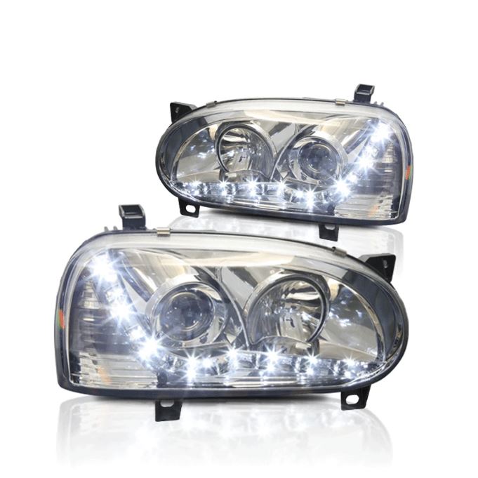 Winjet 1993-1998 Volkswagen Golf 3 Daytime Running Head Light Chrome Clear CHWJ-0238-C