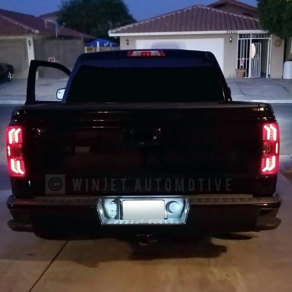 Winjet 2014-2015 Chevrolet Silverado 1500 2015 Silverado 2500 3500 2015 GMC Sierra 3500 Black Smoke Fiber Optic LED Tail Lights CTWJ-0383-BS