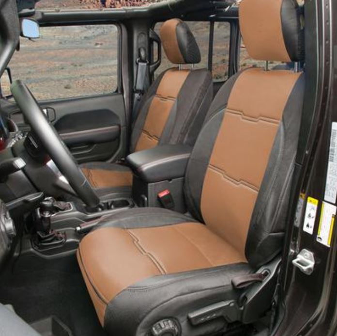 Smittybilt 2020-2022 Jeep Gladiator Gen2 Neoprene Front And Rear Seat Cover Kit Tan Black 578125