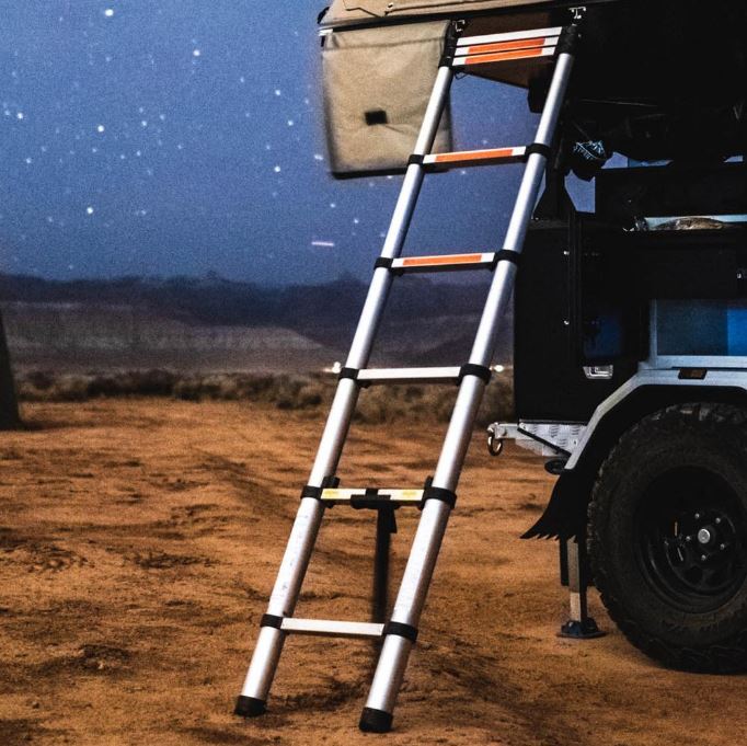 Tuff Stuff 97 In Roof Top Tent Telescoping Extension Ladder Silver TS-LDR-TELE-2.6M