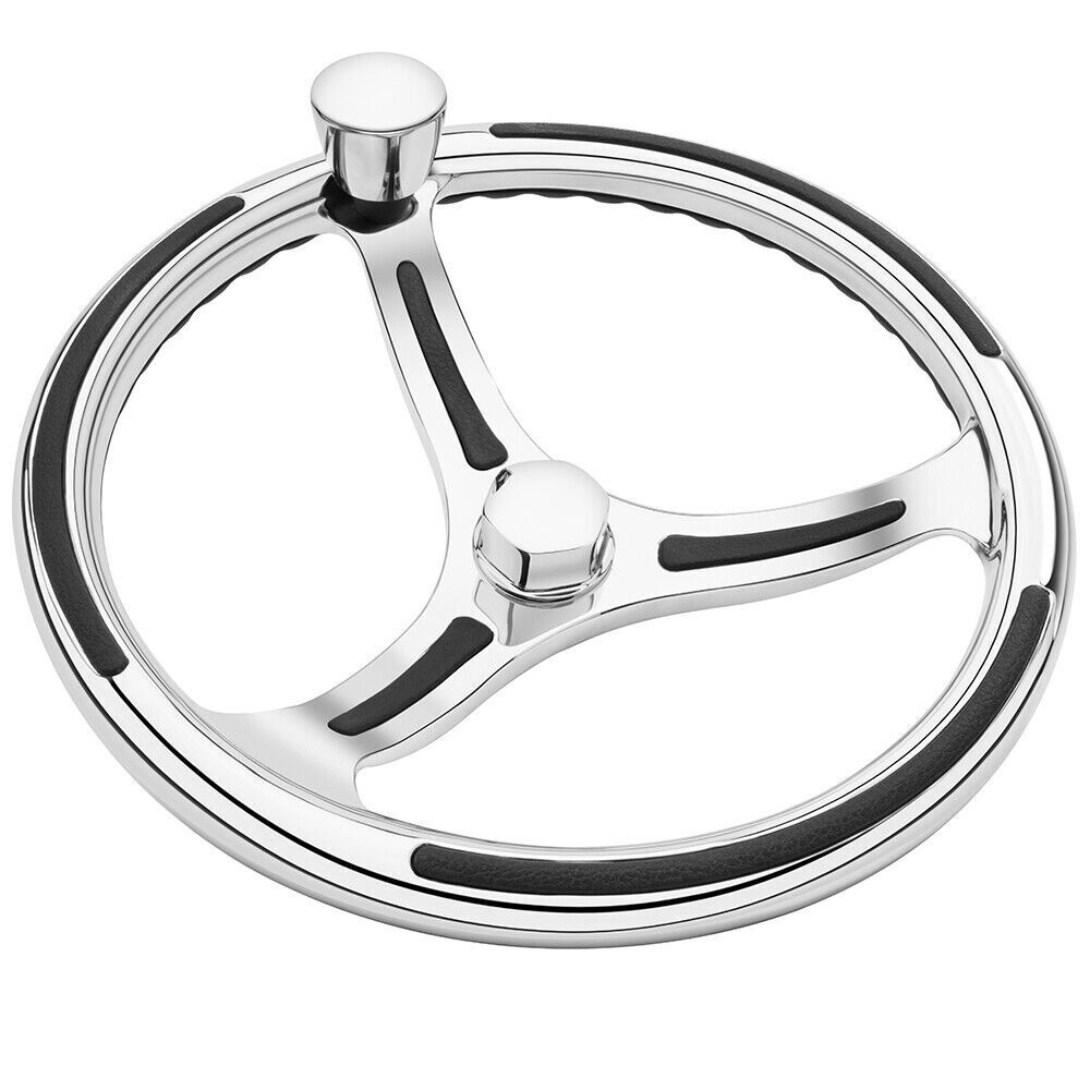 Schmitt & Ongaro Marine 740 Primus STEERING Wheel 13.5" Stainless Steel 3/4" Tapered Shaft w/Knob Finger Grips 7401321FGK