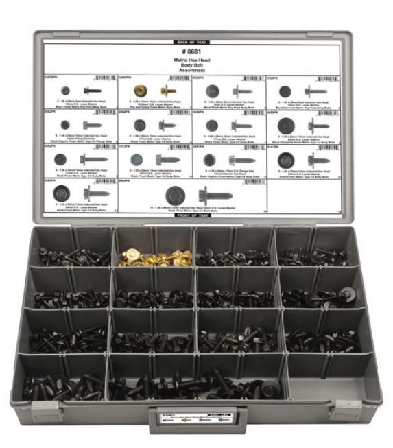 DISCO Adjustable Gray Plastic Tray Hex Head Body Bolt Assortment 8681