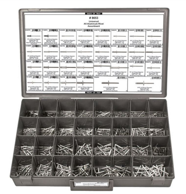 DISCO Adjustable Gray Plastic Tray Alum Pop Rivet Assortment 8653
