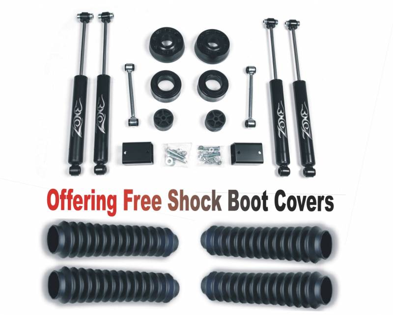 Zone OffRoad 2018-2021 Jeep Wrangler JL 2in Spacer Lift Kit With Free Boot Protectors ZONJ30N