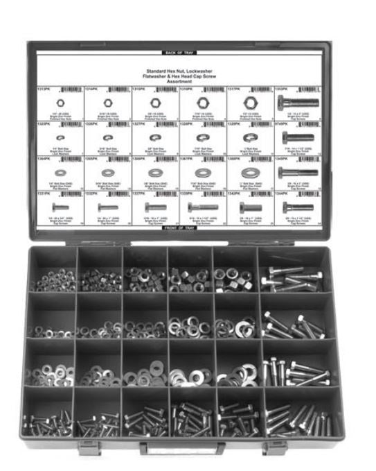 DISCO 24 Hole Gray Metal Tray Grade 5 Nut & Bolt Assortment 8517