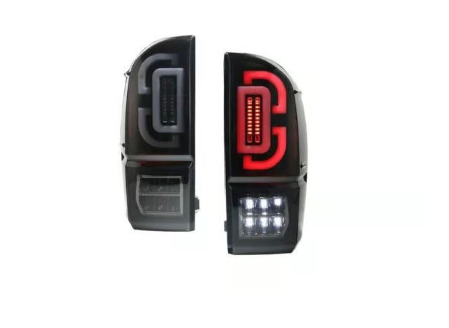 Renegade 2016-2023 Toyota Tacoma Tail Light Set LED Sequential Lights Black Smoke CTRNG0685-BS-SQ