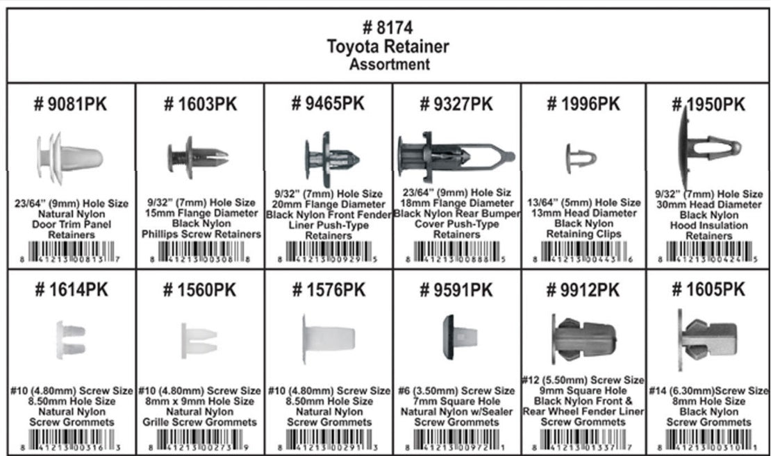 DISCO Toyota Shipped in 12 Hole Plastic Tray Retainer Assortment 8174