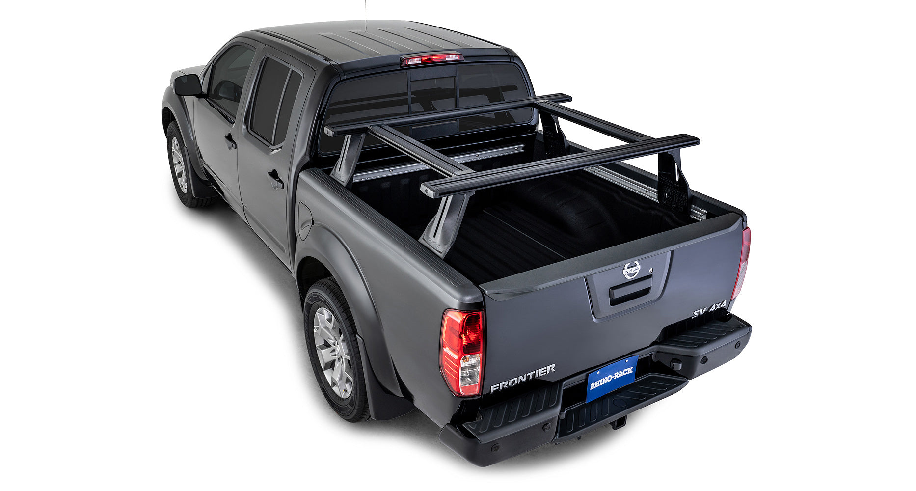 Rhino Rack 2005-2021 Nissan Frontier D40 Crew Cab Short 4.5' Bed With Utili-tracks Installed 4dr Pick Up Reconn-deck 2 Bar Truck Bed System With 2 Ns Bars JC-01288