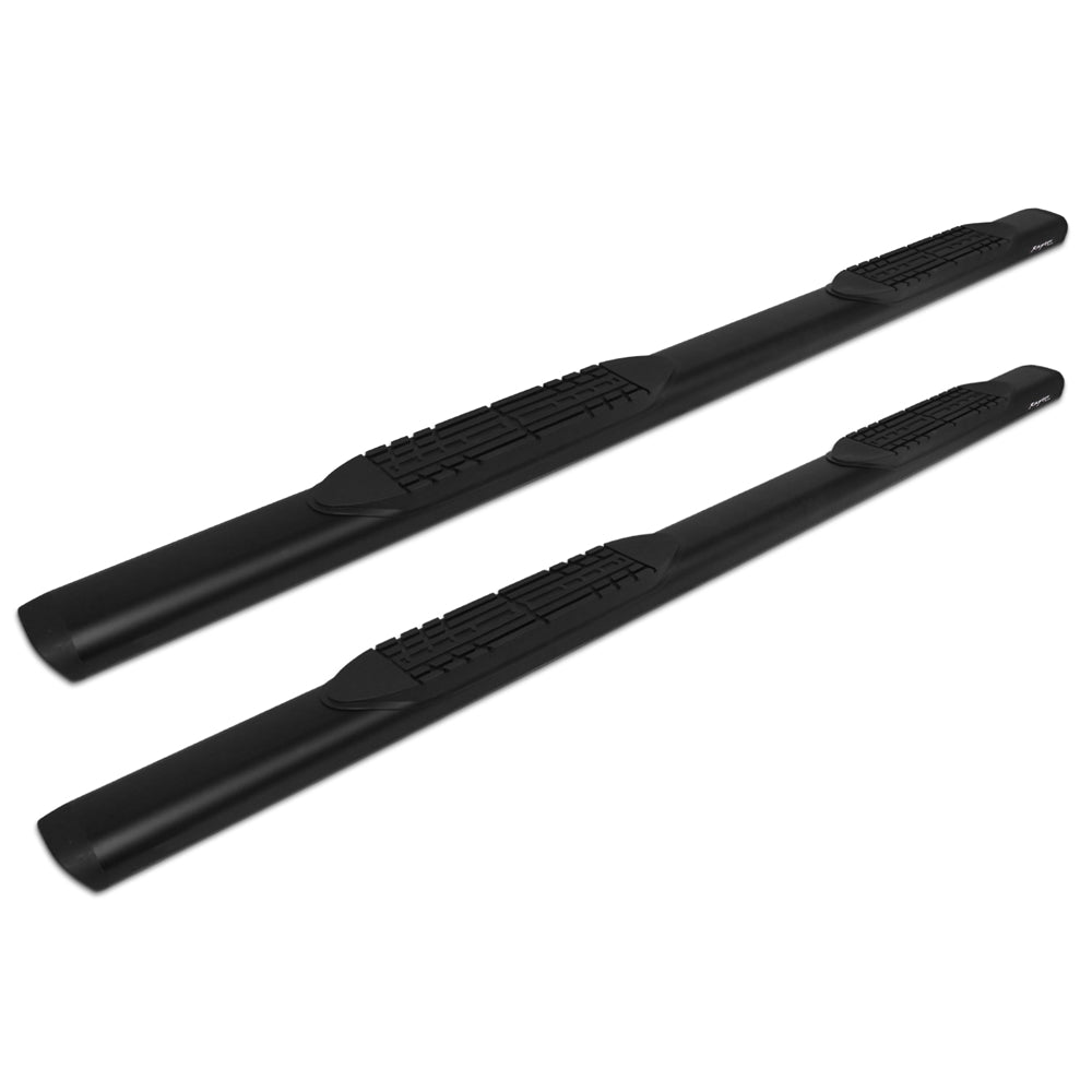 Raptor Series 1999-2016 Ford F-250 F-350 Super Duty 5in Oval Style Slide Track Running Boards Black Textured Aluminum 2003-0344BT