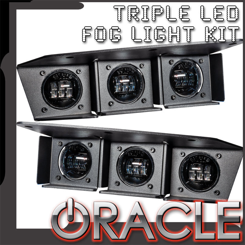Oracle Lighting 2021-2024 Ford Bronco Triple White LED Fog Light Kit Steel Bumper 5890-001