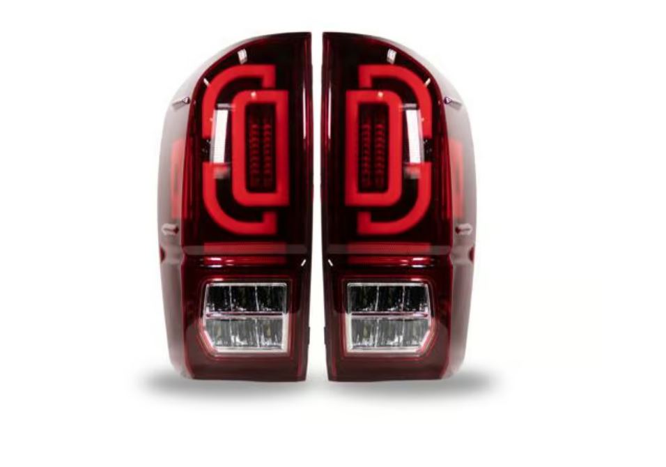 Renegade 2016-2024 Toyota Tacoma Tail Light Set LED Sequential Lights Black Red CTRNG0685-BR-SQ