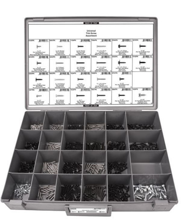 DISCO 24 Hole Gray Metal Tray Trim Screw Assortment 8505