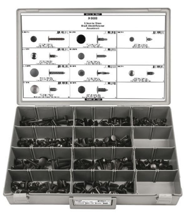 DISCO Adjustable Gray Plastic Tray Black Nylon Ret Assortment 8688