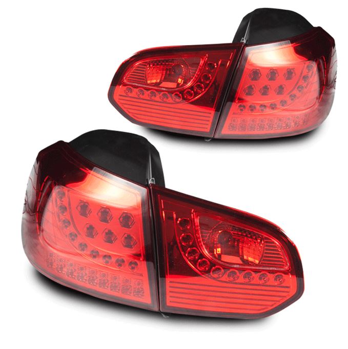 Winjet 2010-2014 Volkswagen Golf GTI VI LED Tail Lights Chrome Red CTWJ-0260-CR