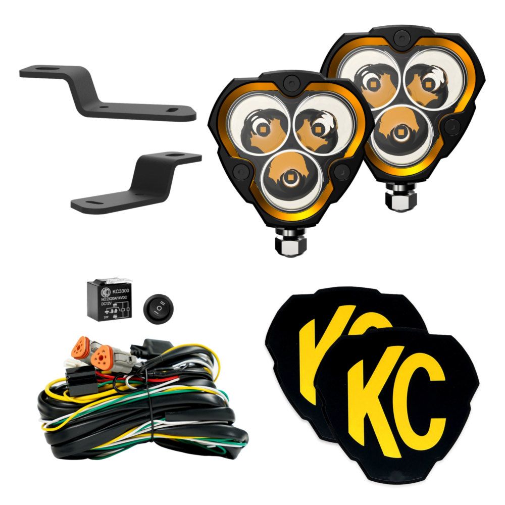 KC Hilites 2021-2024 Ford Broncoo Flex Era 3-2-Light System Spot Beam Ditch Light Kit 97156