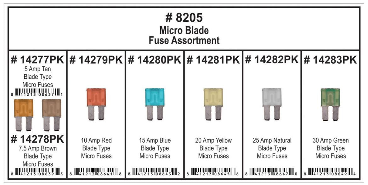 DISCO Shipped in 6 Hole Plastic Tray Mirco Blade Fuse Assortment 8205