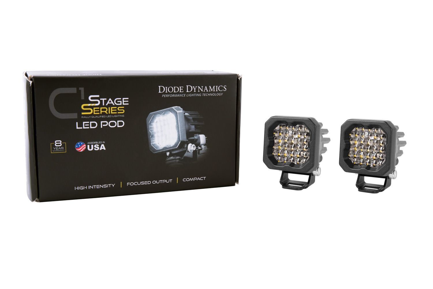 Diode Dynamics Stage Series C1R White Flood Standard LED Pods pair DD7423P