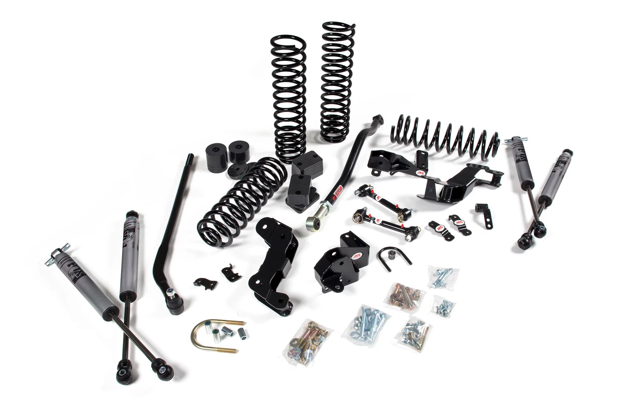 JKS 2007-2018 Jeep Wrangler JK 2 Door 3.5 Inch Lift Kit J-Kontrol with Fox Adventure Series Shocks JSPEC109KFA