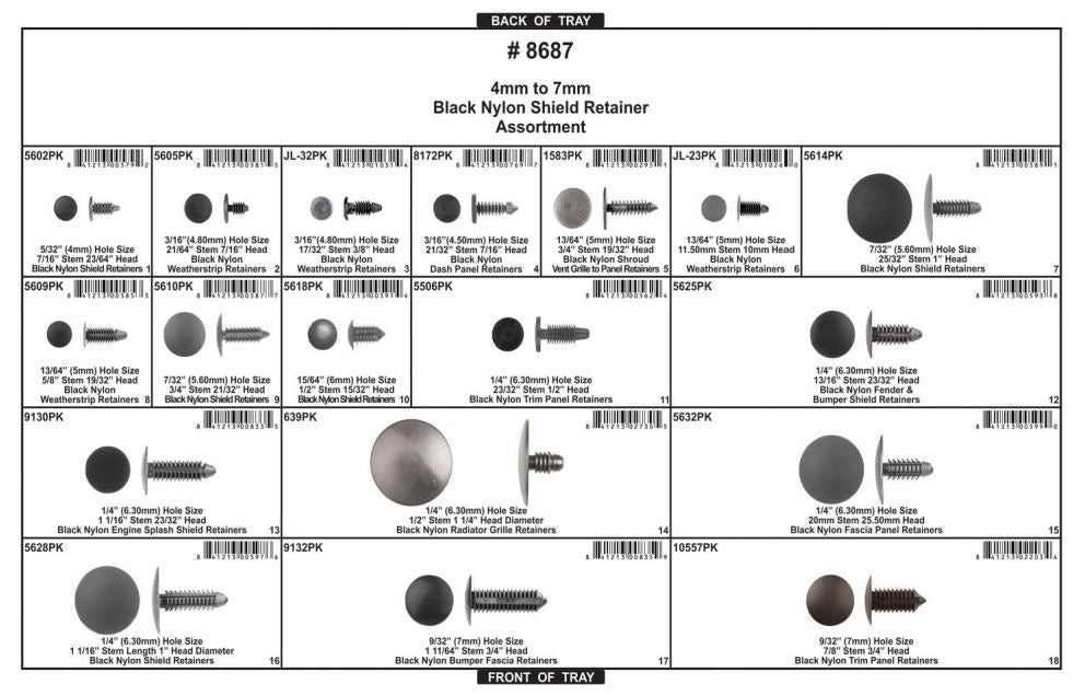 DISCO Adjustable Gray Plastic Tray Black Nylon Ret Assortment 8687