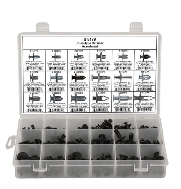 DISCO Shipped in 18 Hole Plastic Tray Push Type Retainer Assortment 8179