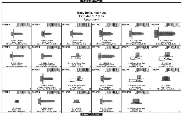 DISCO 24 Hole Gray Metal Tray Body Bolt Fastener Assortment 8503