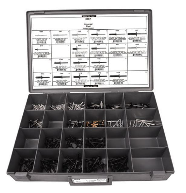 DISCO 24 Hole Gray Plastic Tray Nylon & Metal Rivet Assortment 8607