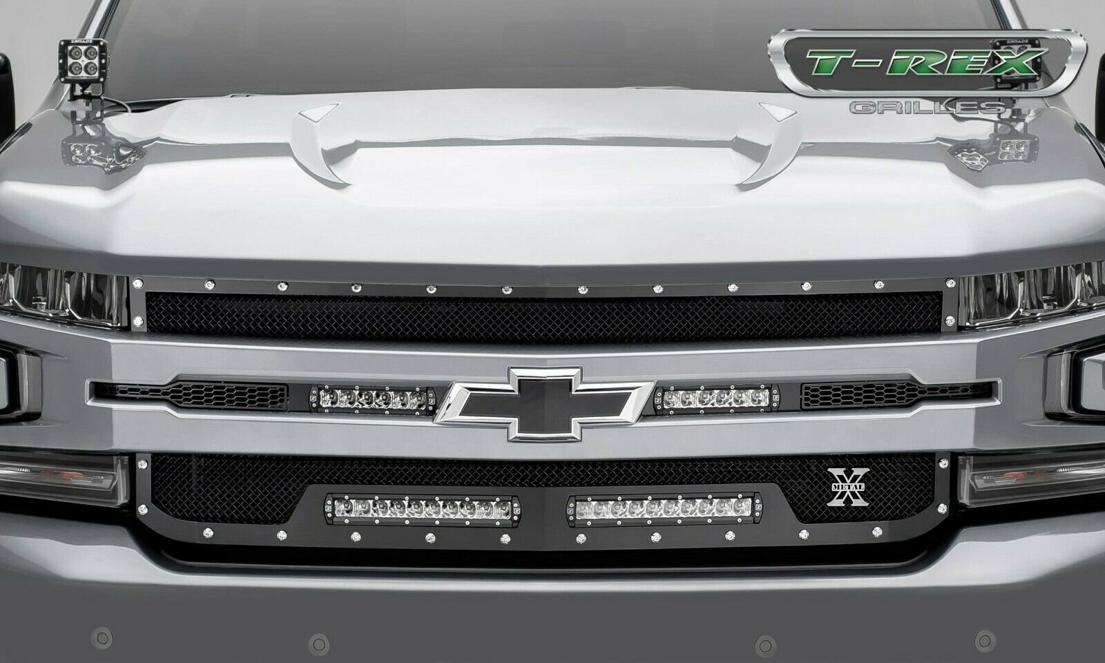 T-REX 2019-2022 Chevrolet Silverado 1500 ZROADZ Grille Black 1 PC Replacement With 2 6" LEDs Does Not Fit Vehicles with Camera Z311261