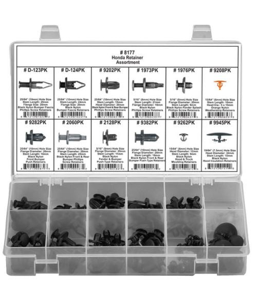 DISCO Shipped in 12 Hole Plastic Tray Honda Retainer Assortment 8177