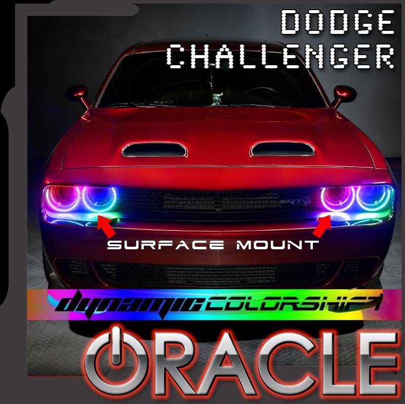 Oracle Lighting 2015-2023 Dodge Challenger Colorshift Headlight Halo Kit  Surface Mount 3990-332