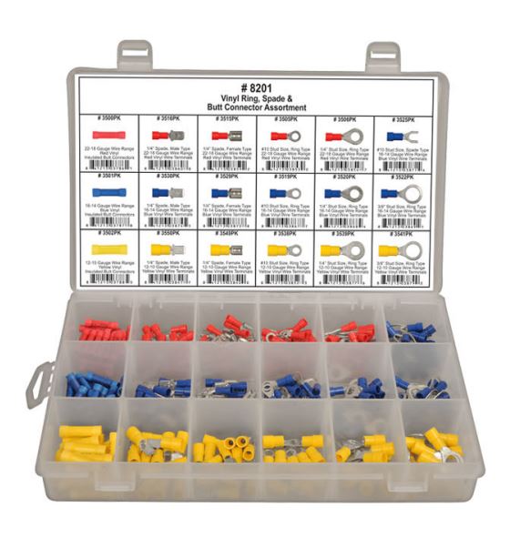 DISCO Shipped in 18 Hole Plast Tray Wire Terminal Assortment 8201