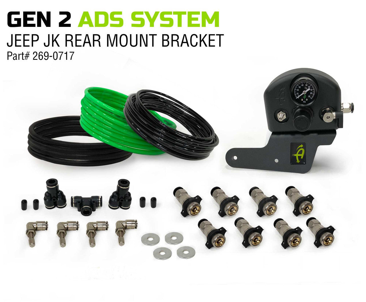 OVS 2007-2018 Jeep Wrangler JK JKU Engine Bay Mount Driver Side Rear 4 Tire Inflation System 269-0717