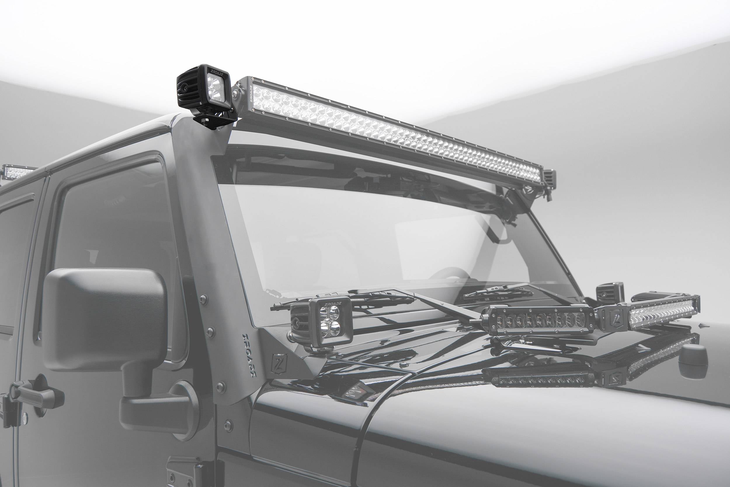 ZROADZ 2007-2018 Jeep JK Front Roof LED Bracket to mount 3 Inch LED Pod Lights Z334811