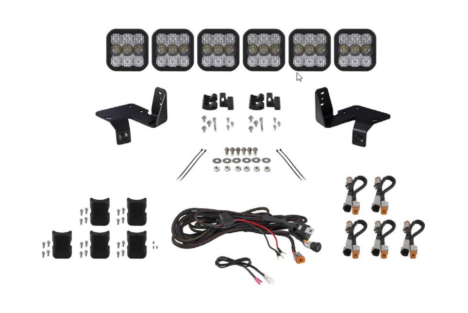 Diode Dynamics 2020-2022 Ford F250 F350 F450 F550 Super Duty SS5 Pro Grille CrossLink Light Bar Kit White Combo DD7573
