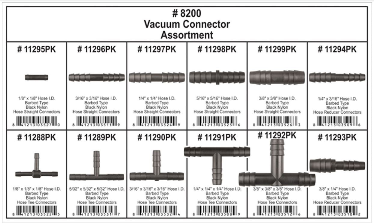 DISCO Shipped in 12 Hole Plast Tray Vacuum Connector Assortment 8200
