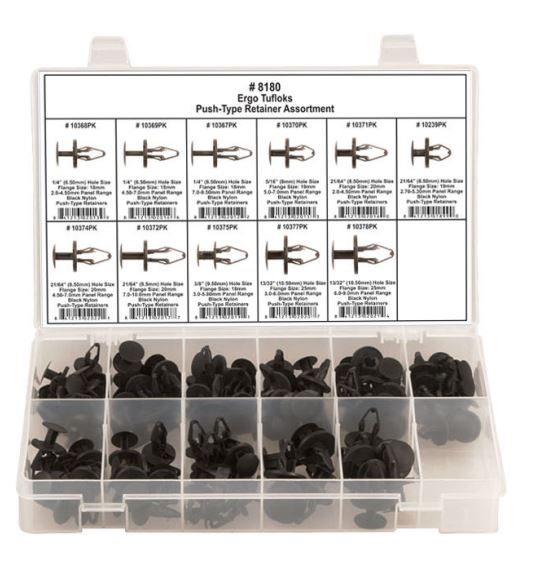 DISCO Shipped in 12 Hole Plastic Tray Push Type Retainer Assortment 8180