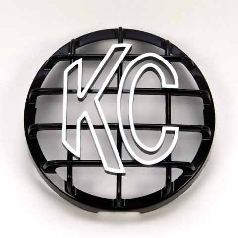 KC Hilites 6" Stone Guard KC Logo ABS Plastic Black & White 7210
