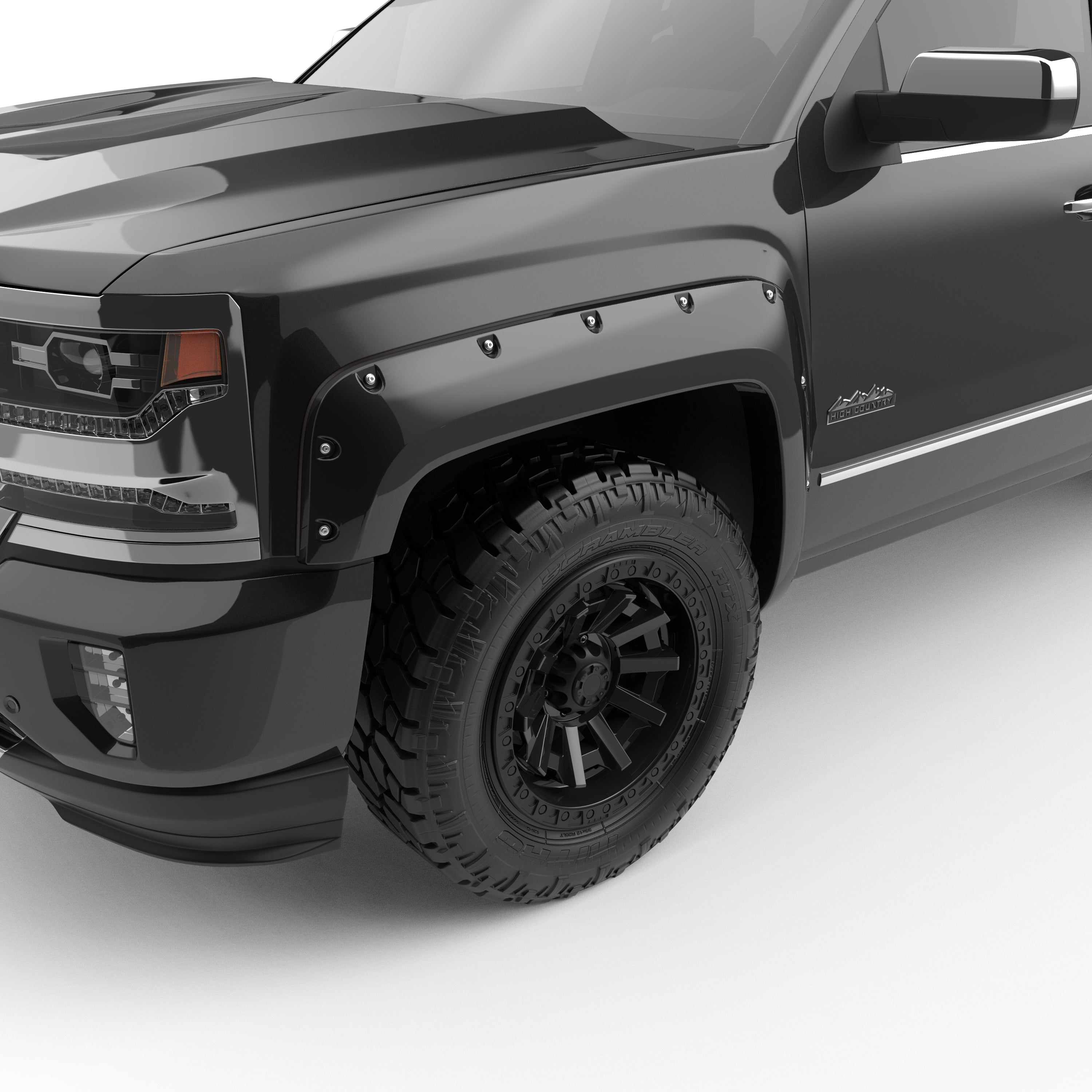 EGR 2014-2018 Chevrolet Silverado 1500 Extended Crew Standard Cab Pickup 2Door 4Door Painted To Code Black Traditional Bolt-On Look Fender Flares 791674-GBA