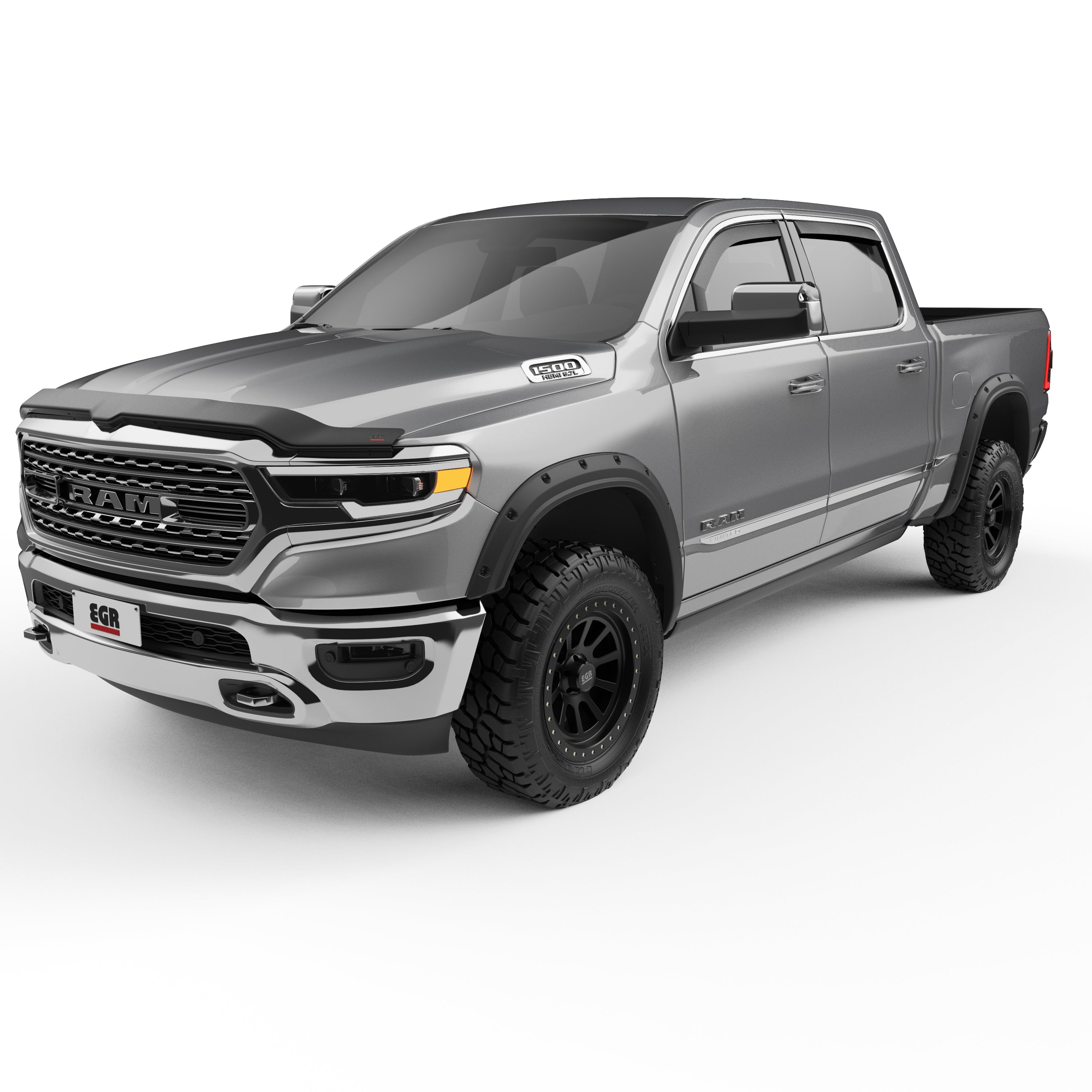 EGR 2019-2024 Dodge Ram 1500 Crew Cab Extended Cab Pickup 4 Door Set Of 4 Non Rebel Non TRX Traditional Bolt-On Look Fender Flares With Black-Out Bolt Kit 792955