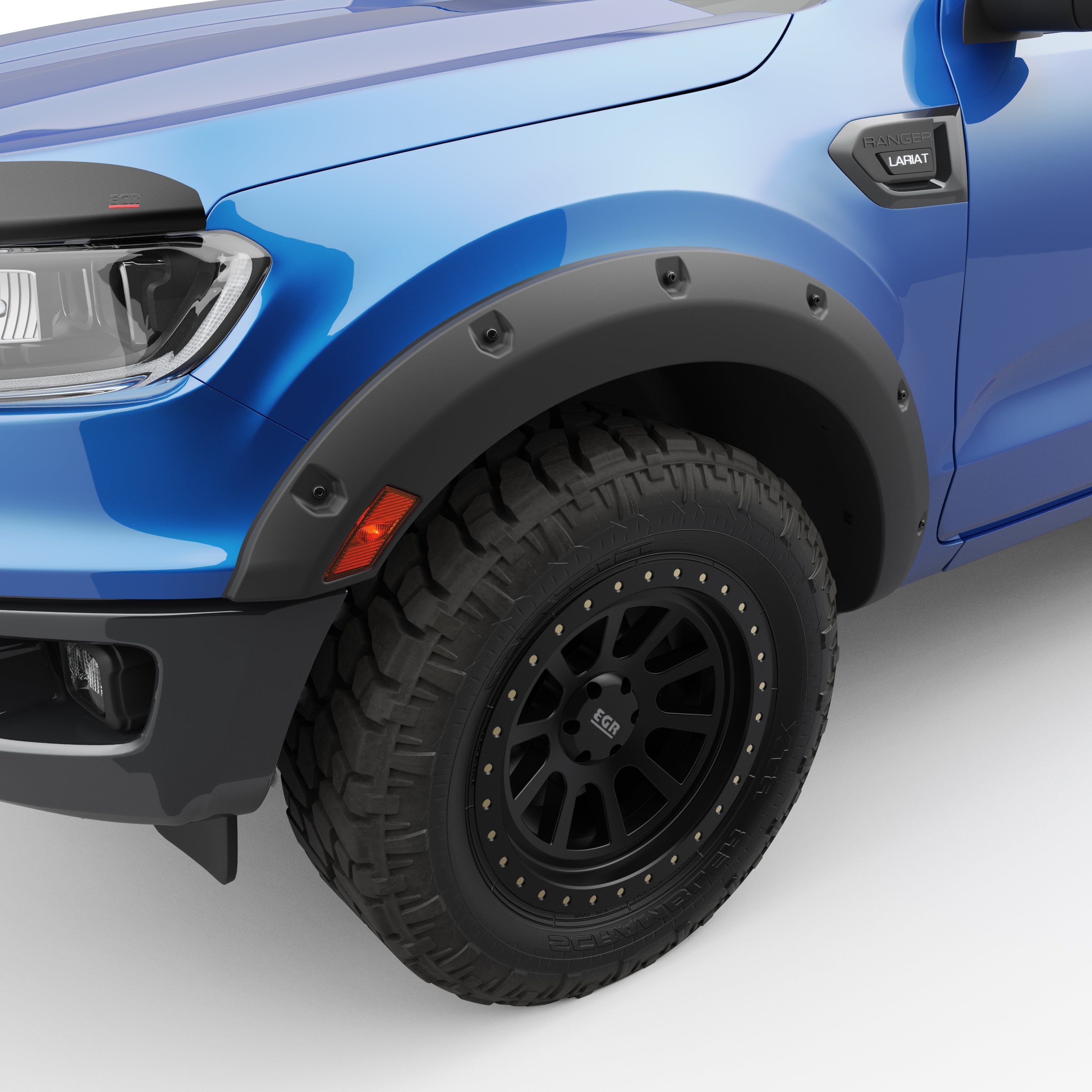 EGR 2019-2022 Ford Ranger XL XLT Lariat Crew Cab Extended Cab Pickup Set Of 4 Traditional Bolt-On Look Fender Flares With Black-Out Bolt Kit 793555