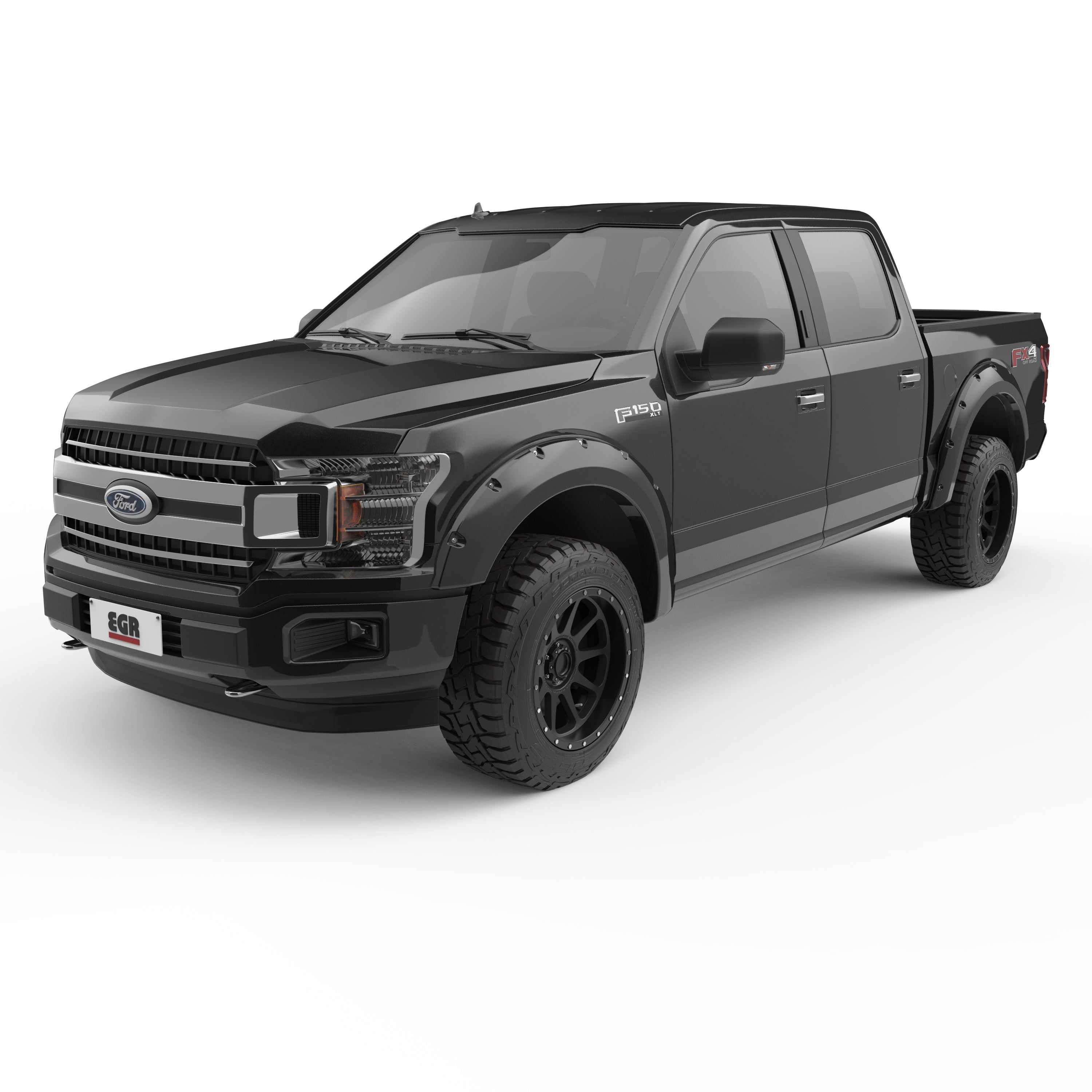 EGR 2018-2020 Ford F-150 Extended Crew Standard Cab Pickup 2Door 4Door Painted To Code Black Set Of 4 Non Raptor Traditional Bolt-On Look Fender Flares 793574-G1
