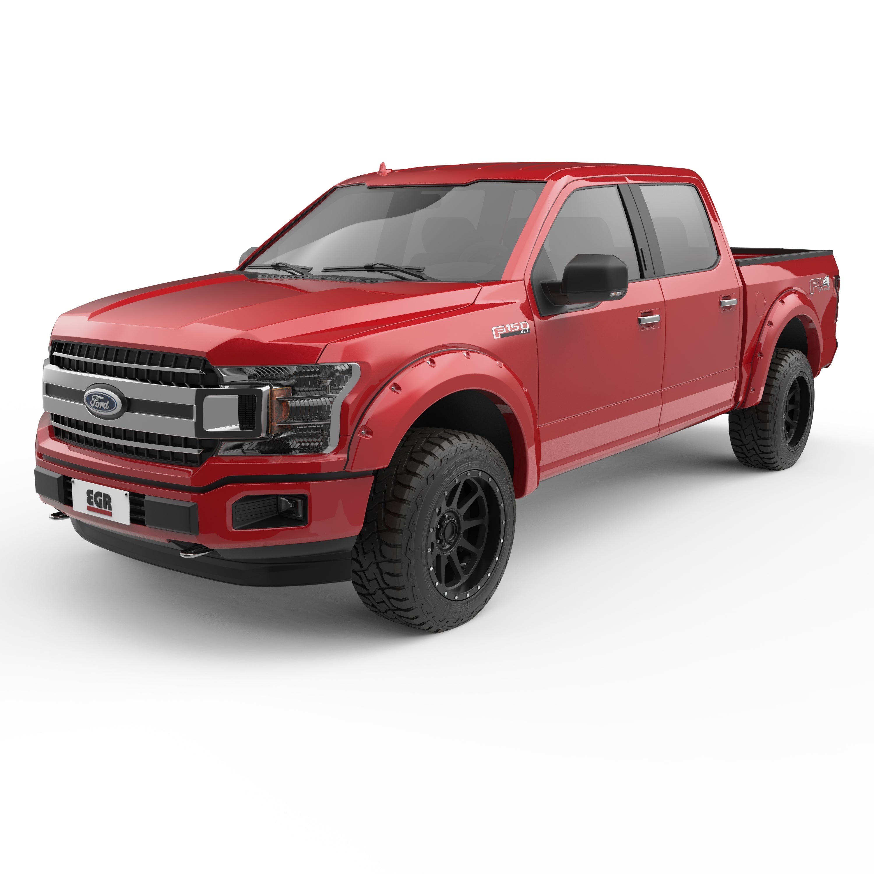 EGR 2018-2020 Ford F-150 Extended Crew Standard Cab Pickup 2Door 4Door Painted To Code Race Red Set Of 4 Non Raptor Traditional Bolt-On Look Fender Flares 793574-PQ