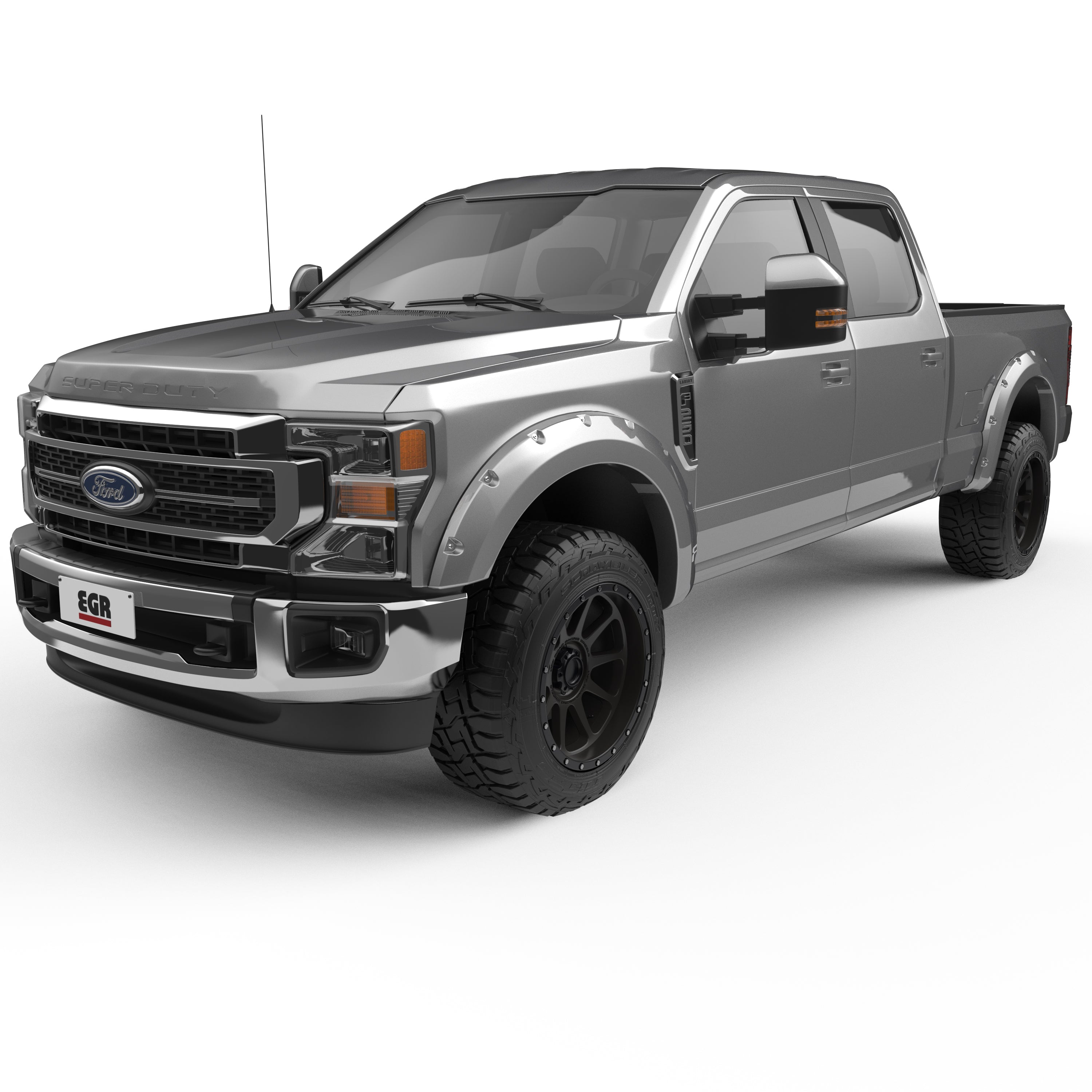 EGR 2011-2016 Ford F-250 F-350 Super Duty Extended Crew Standard Cab Pickup 2Door 4Door Painted To Code Ingot Silver Traditional Bolt-On Look Fender Flares 793814-UX